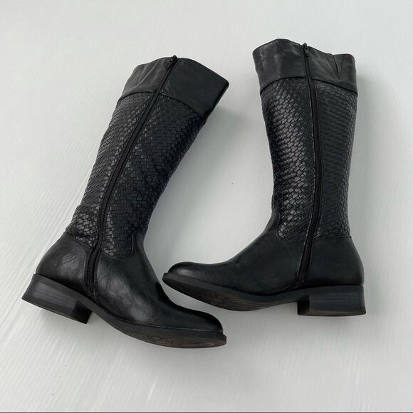 White Mountain Lakota tall boots riding boots black woven textured pattern - Picture 8 of 10